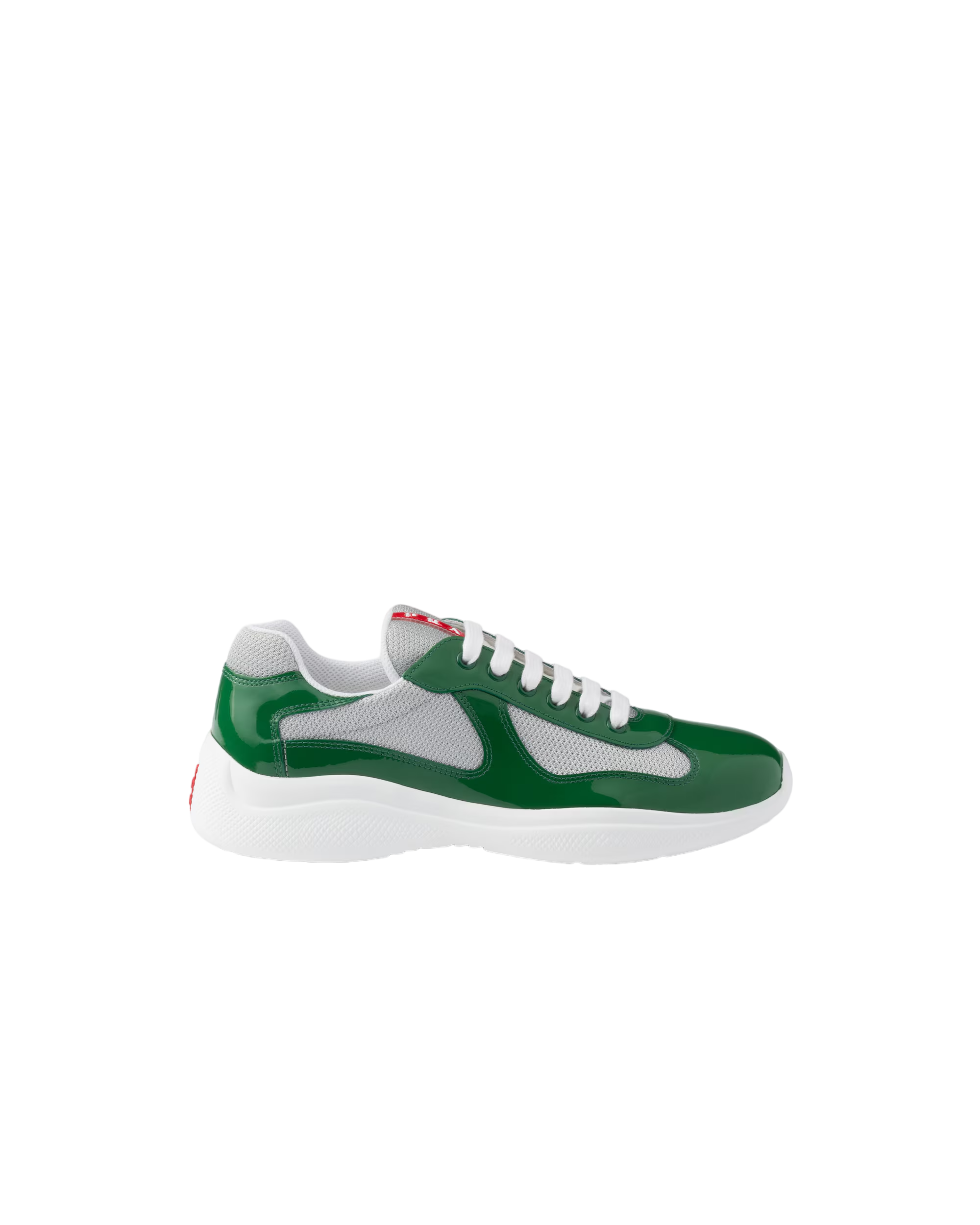 Sneakers Prada America’s Cup Vert / Argent en cuir verni et tissu technique - Ma boutique