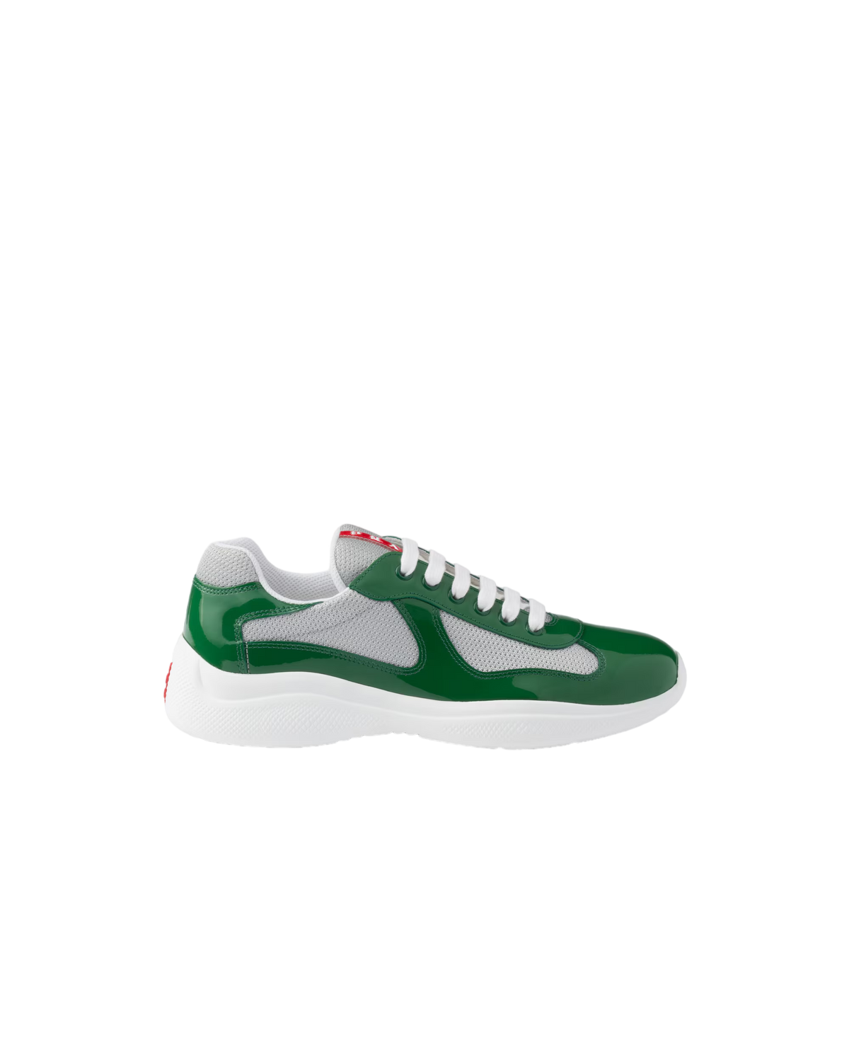 Sneakers Prada America’s Cup Vert / Argent en cuir verni et tissu technique - Ma boutique