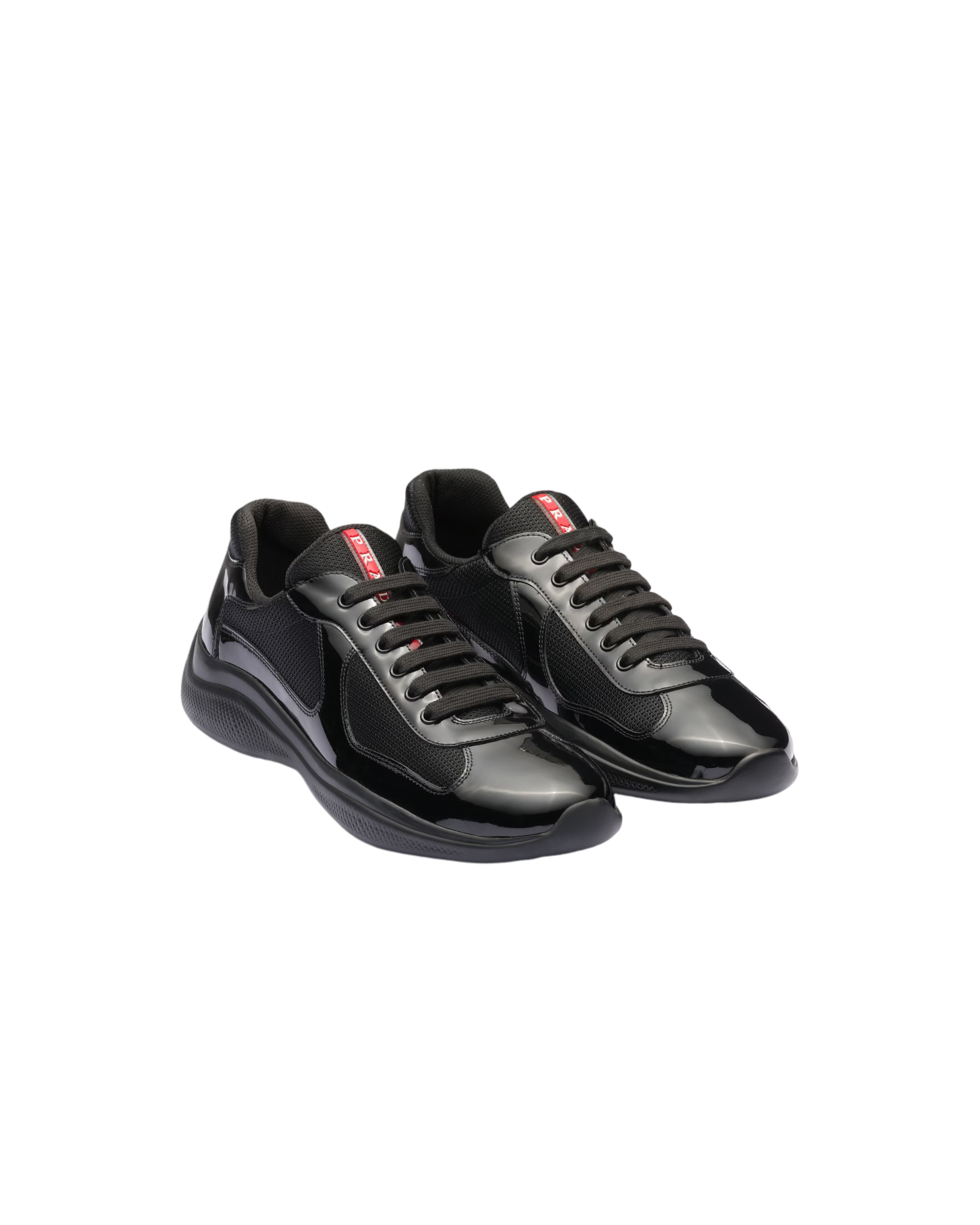 Sneakers Prada America’s Cup Noir en cuir verni et tissu technique - Ma boutique