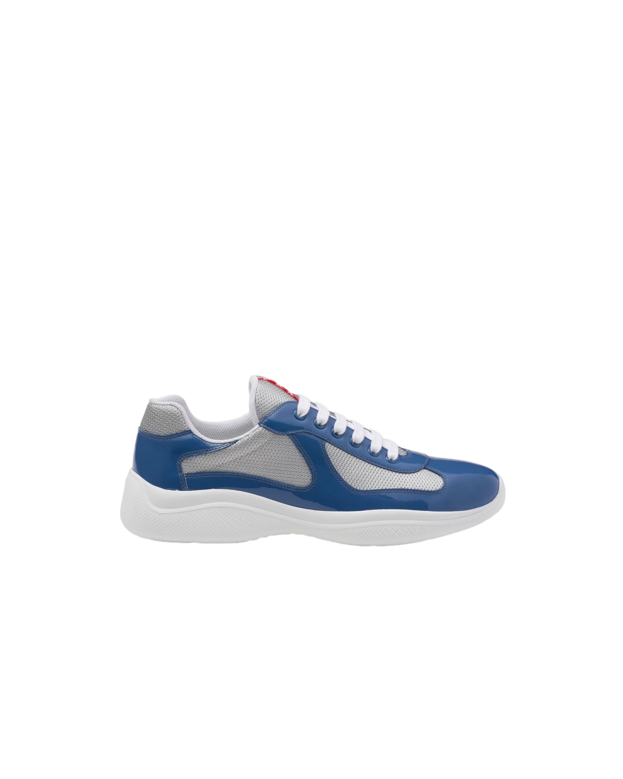 Sneakers Prada America’s Cup Bleu Aviateur/Argent en cuir verni et tissu technique - Ma boutique