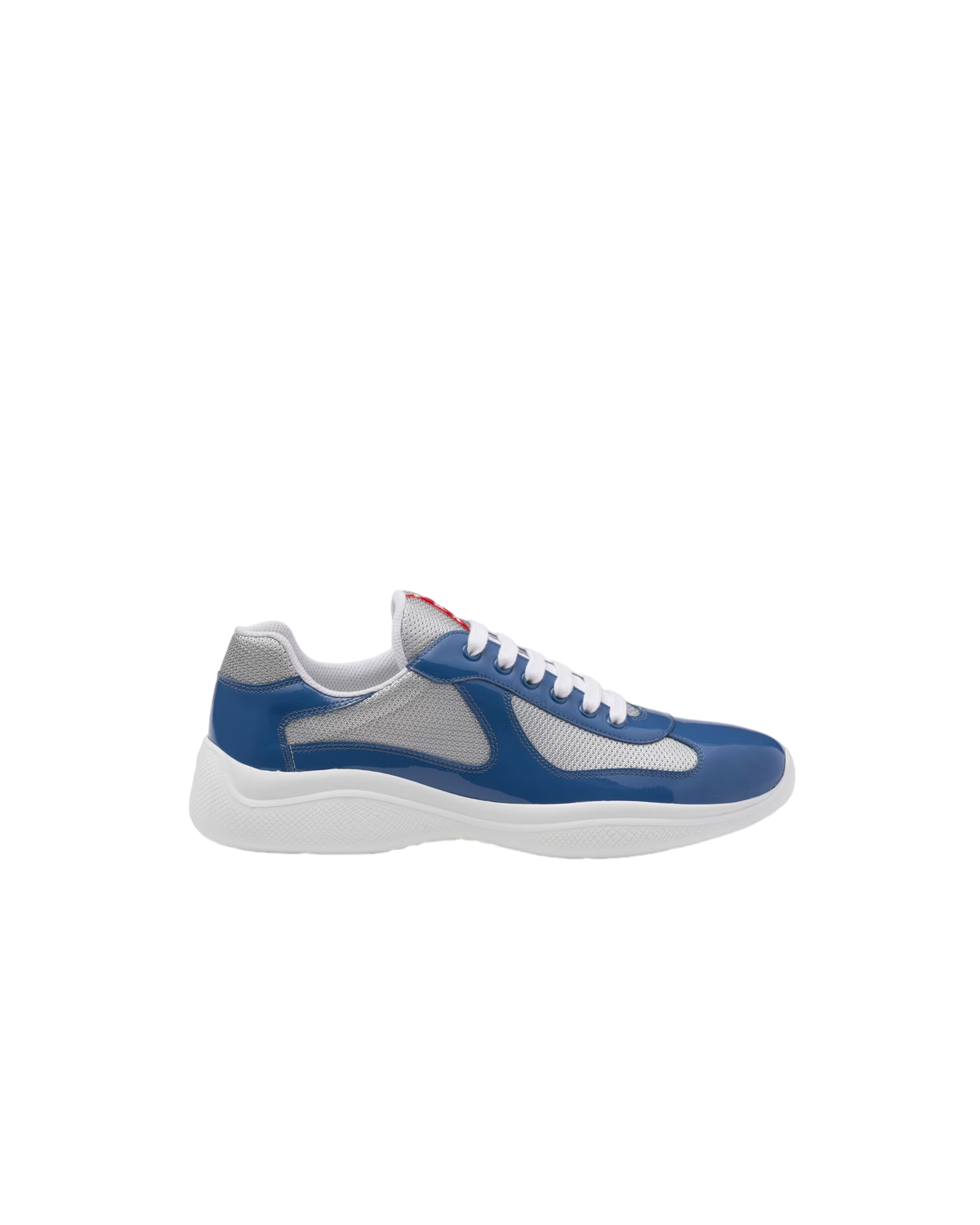 Sneakers Prada America’s Cup Bleu Aviateur/Argent en cuir verni et tissu technique - Ma boutique